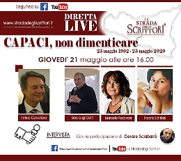Capaci, non dimenticare: domani diretta streaming dalla &ldquo;Strada degli Scrittori&rdquo;