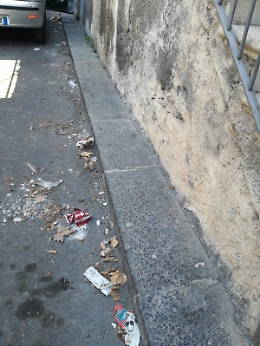 Catania: strada non spazzata.