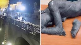 Statua di Jago distrutta a ponte Sant'Angelo, ecco il video dei vandali in azione