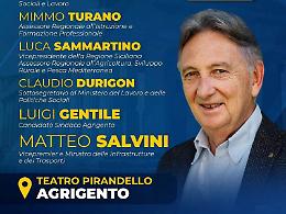 Agrigento, il comizio di Salvini al teatro Pirandello col candidato sindaco leghista: il no dopo i veleni