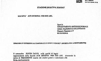Il Messina ha presentato la domanda di ripescaggio in serie D