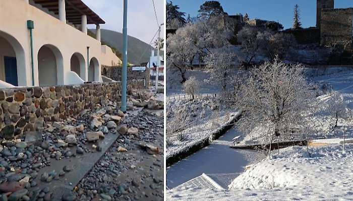 L'inverno irrompe in Sicilia: vento gelido, mareggiate alle Eolie ed Enna imbiancata