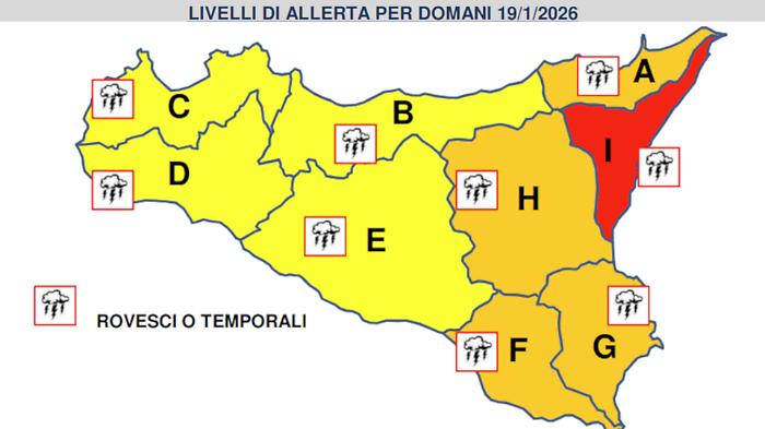Sicilia, la Protezione civile regionale lancia anche l'allerta meteo rossa sulla fascia ionica