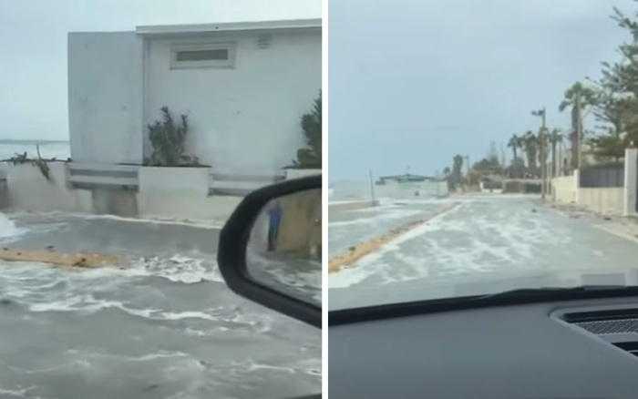 Onde alte e Lungomare sommerso dall'acqua a Tonnarella di Mazara del Vallo