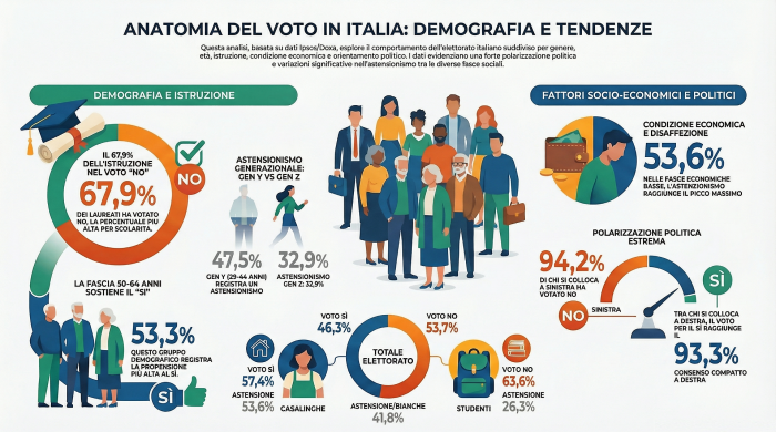 Referendum, chi ha votato e come ha votato secondo genere, et&agrave;, titolo di studio e condizione occupazionale