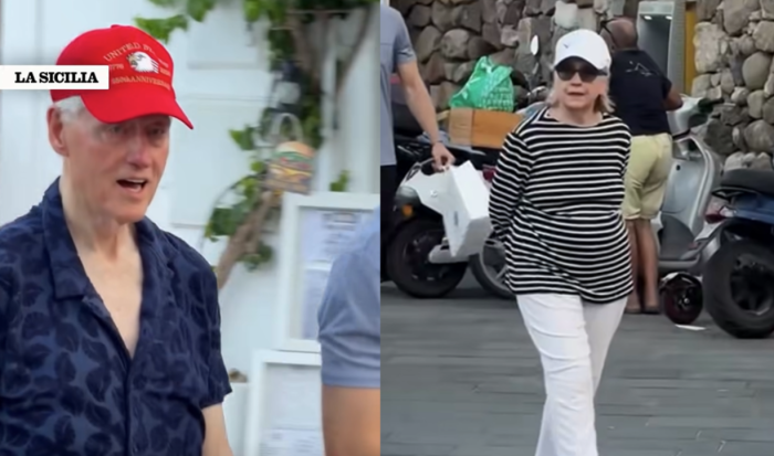 L'ex presidente Usa Bill Clinton e la moglie Hillary in vacanza a Panarea