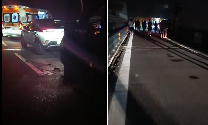 Caos nella notte sull'A 18 per un'auto in fiamme in galleria: donna riesce a salvare il marito disabile